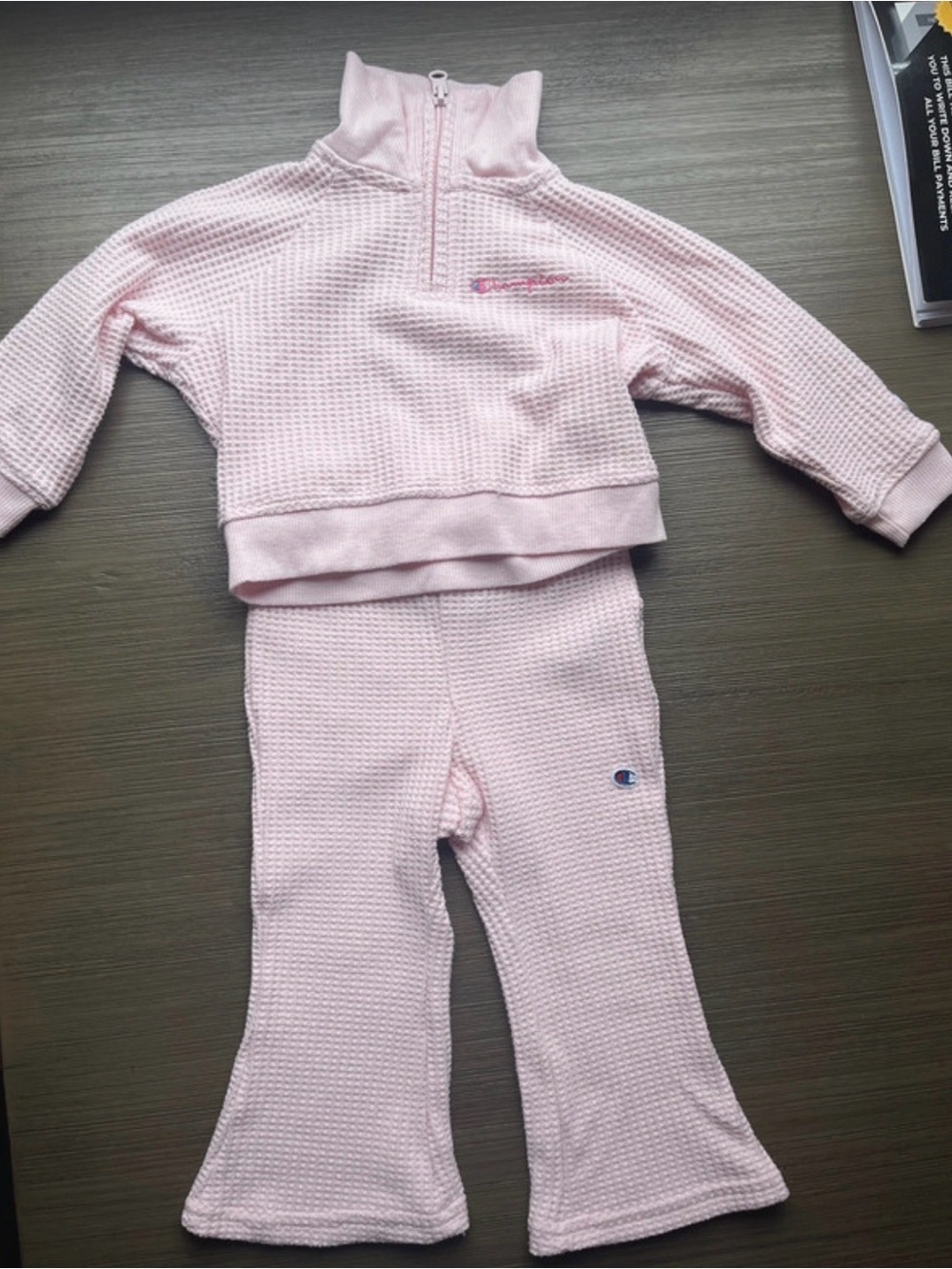 Champion Kids Light Pink Waffle-Knit 2-Piece Pajama Set